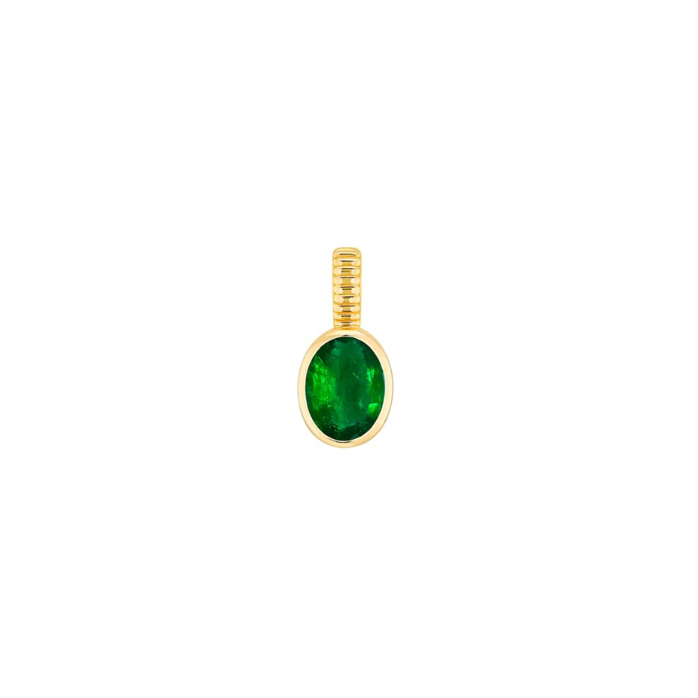 Viltier 18k Yellow Gold Oval Emerald Bezel Set Birthstone Charm